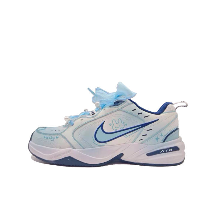 Nike Nike Air Monarch 4 Hand Drawn Graffiti Slip Resistant Abrasion Resistant Low top Chunky Sneakers Unisex White Blue