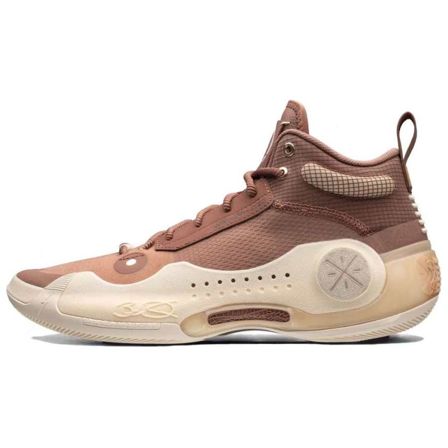 Li-Ning Li Ning WOW 10 Hall Of Fame Comfortable Cushioning, Wear Resistant High top Basketball Shoes Men's Red Brown