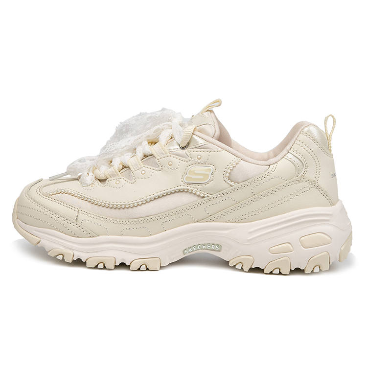 Skechers Bead Bear Textile, Synthetic Leather, Split Cow Leather Cushioning Abrasion Resistant Height Increasing