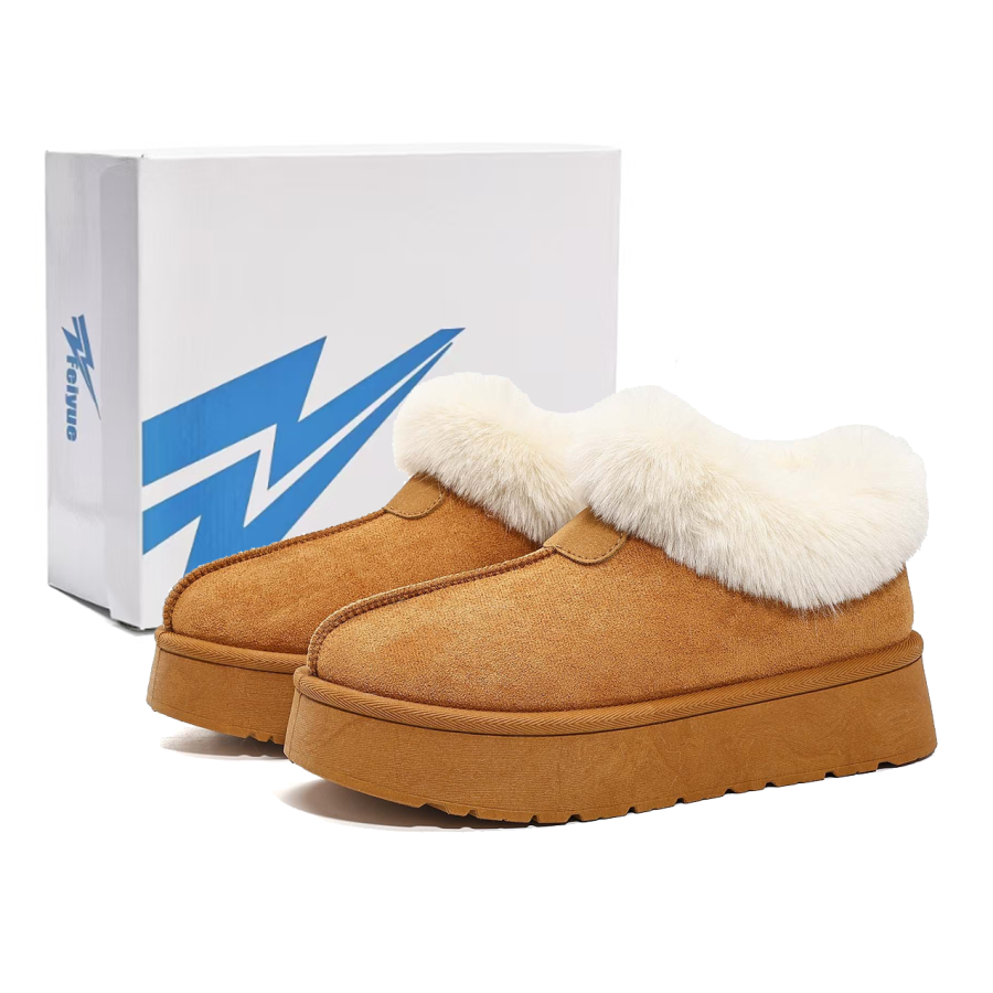 Feiyue Box Included Fall Winter Insulated Shoes Thickened And Fleece Lined Short Snow Boots Women's Brown