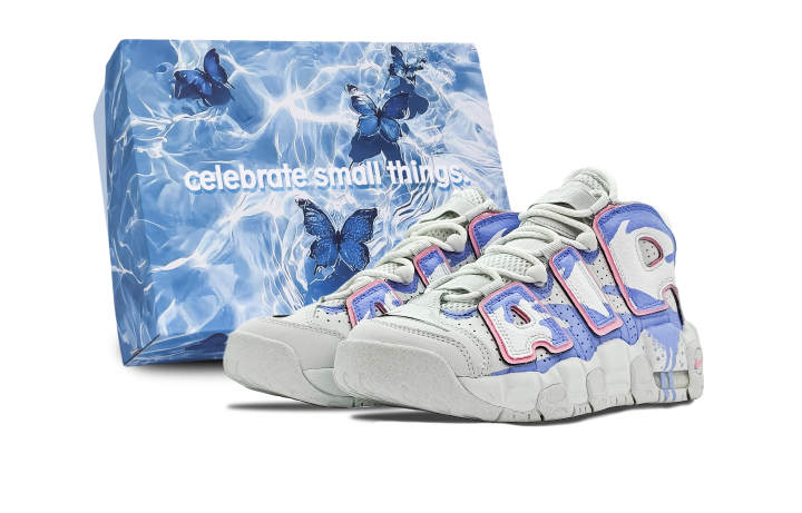 Nike Nike Air More Uptempo Mid top Vintage Basketball Shoes GS Blue White