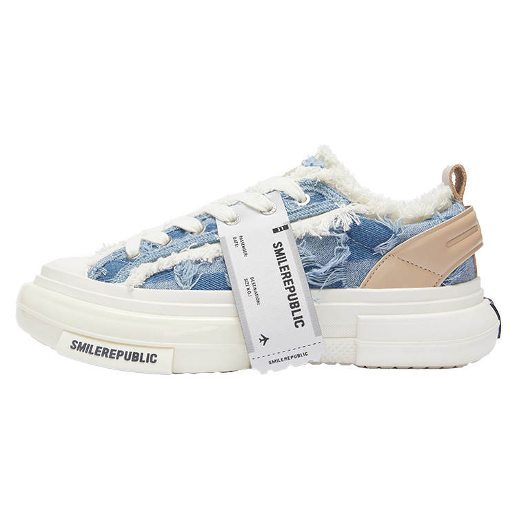 SMILEREPUBLIC INCEPTION 70s LIGHT BLUELATTICE Low top Canvas Shoes Unisex Light Blue