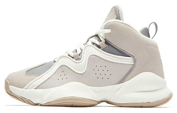 QIAODAN Fleece Lined Thermal Lightweight Rebound Mid top Basketball Shoes Women's White Gray