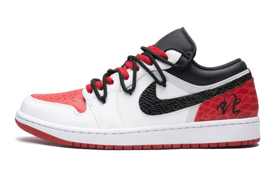Jordan Jordan Air Jordan 1 Low Bred CNY Year Of The Snake Limited, Serpent Lucky, Red Mamba, Snakeskin Print, Gradient
