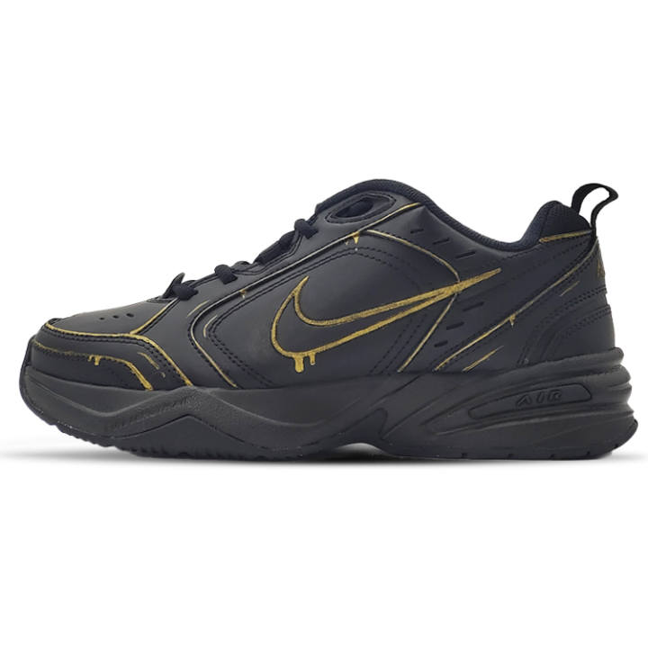 Nike Nike Air Monarch 4 Slip Resistant Height Increasing Low top Chunky Sneakers Unisex Black Gold