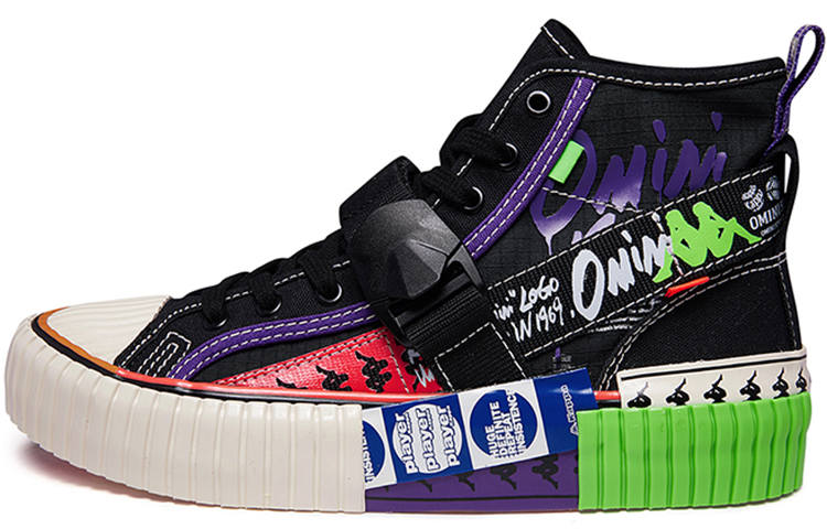 Kappa Slip Resistant Abrasion Resistant Slip Resistant Abrasion Resistant High top Canvas Shoes Unisex Black