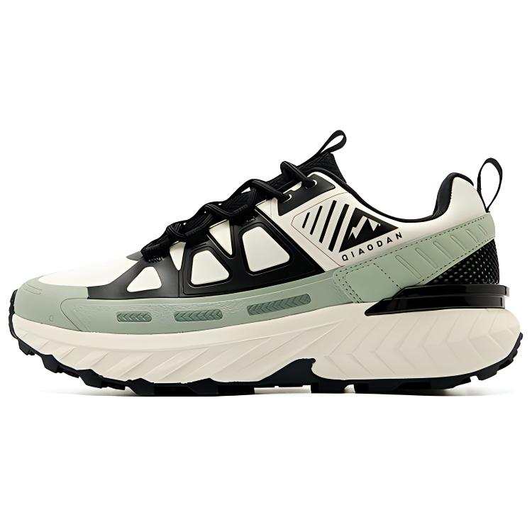 QIAODAN Slip Resistant Abrasion Resistant Low top Hiking Shoes Men's White Green Black