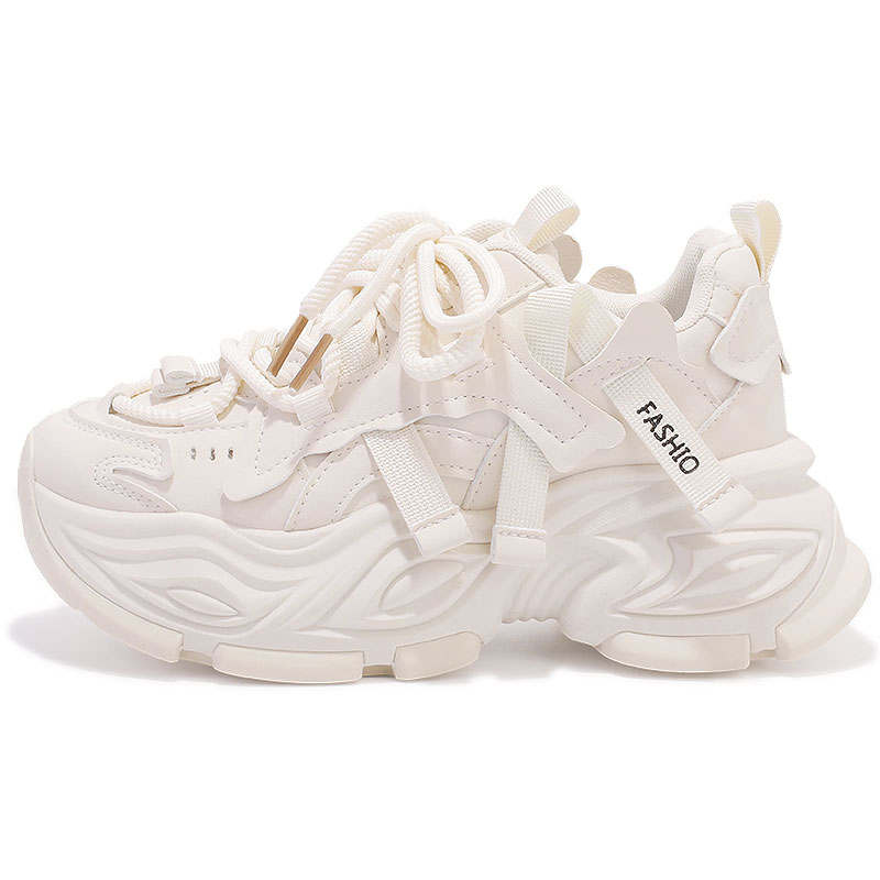 JIONGSEN Slip Resistant Abrasion Resistant Low top Chunky Sneakers Women's Beige