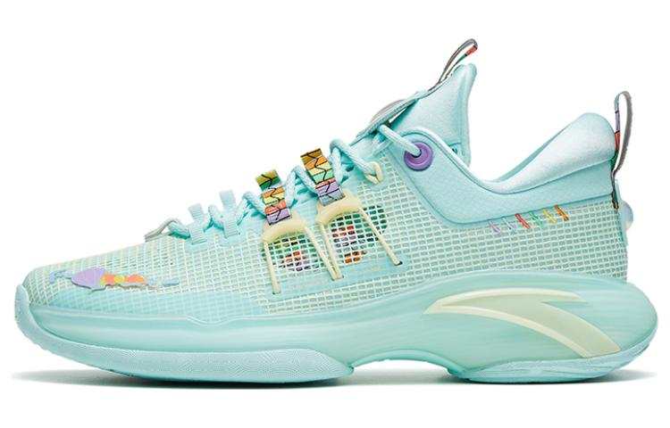 Anta Nitrogen Technology Cushioning Slip Resistant Rebound Low top Basketball Shoes Men's Teal Hot Air Balloon
