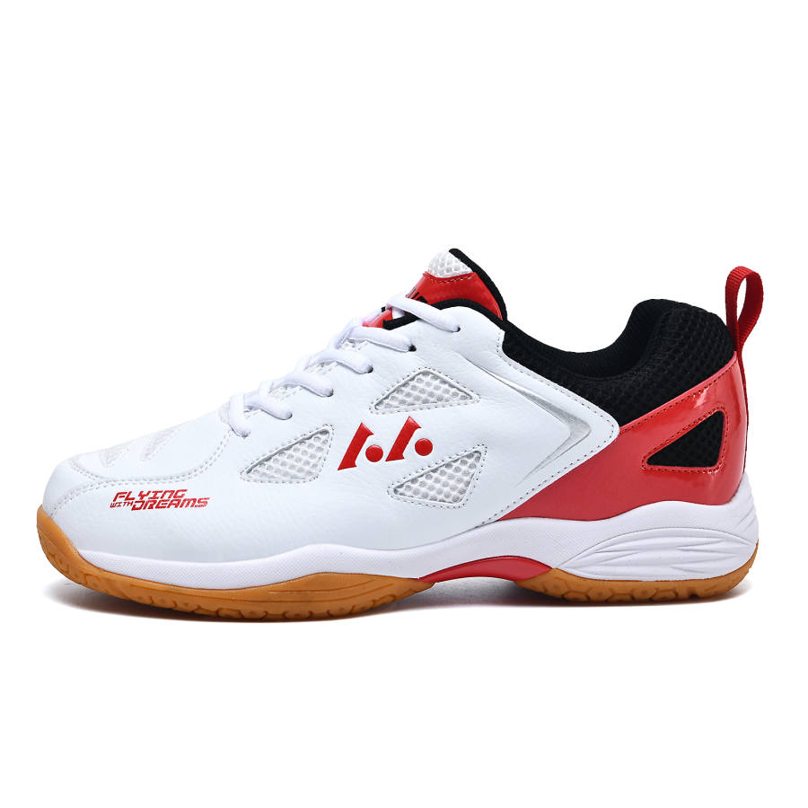 LEFUS Low top Badminton Shoes Unisex White Red