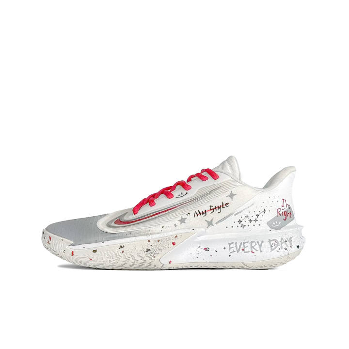 Nike Nike Precision 7 Fiery Red Star Trail Cushioning Abrasion Resistant Low top Basketball Shoes Unisex White Red
