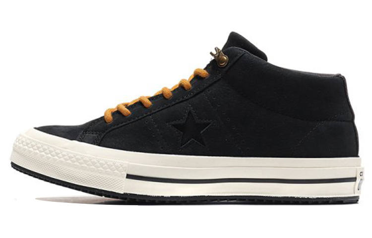 Converse Converse One Star Mid top Canvas Shoes Unisex Black Yellow