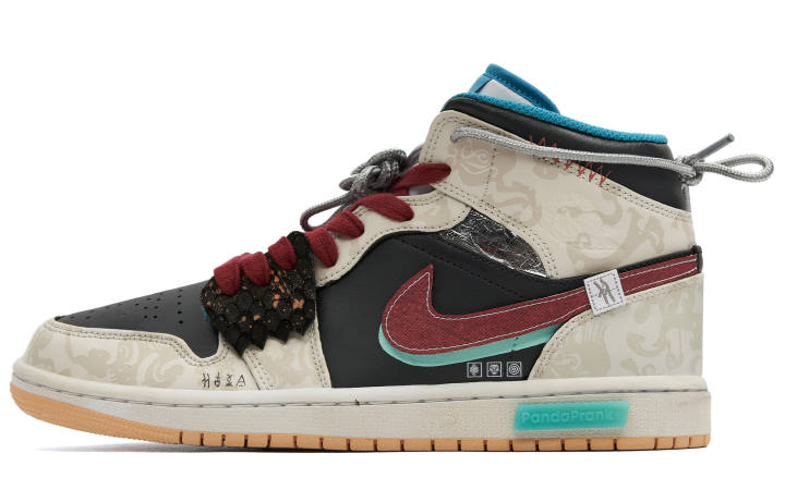 Jordan Jordan Air Jordan 1 Mid Panda Prank CNY Dragon And Phoenix, Vision Casual Slip Resistant Abrasion Resistant Mid top