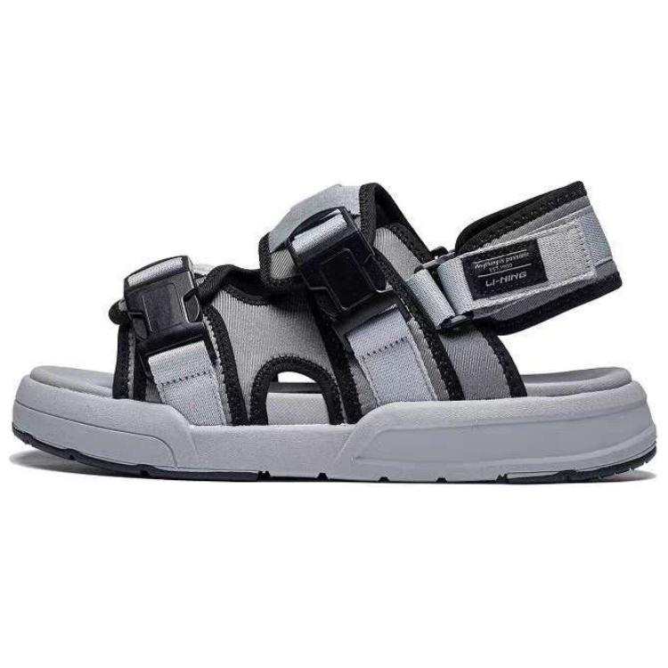 Li-Ning Li Ning Comfortable Round Toe Beach Sandals Men's Gray