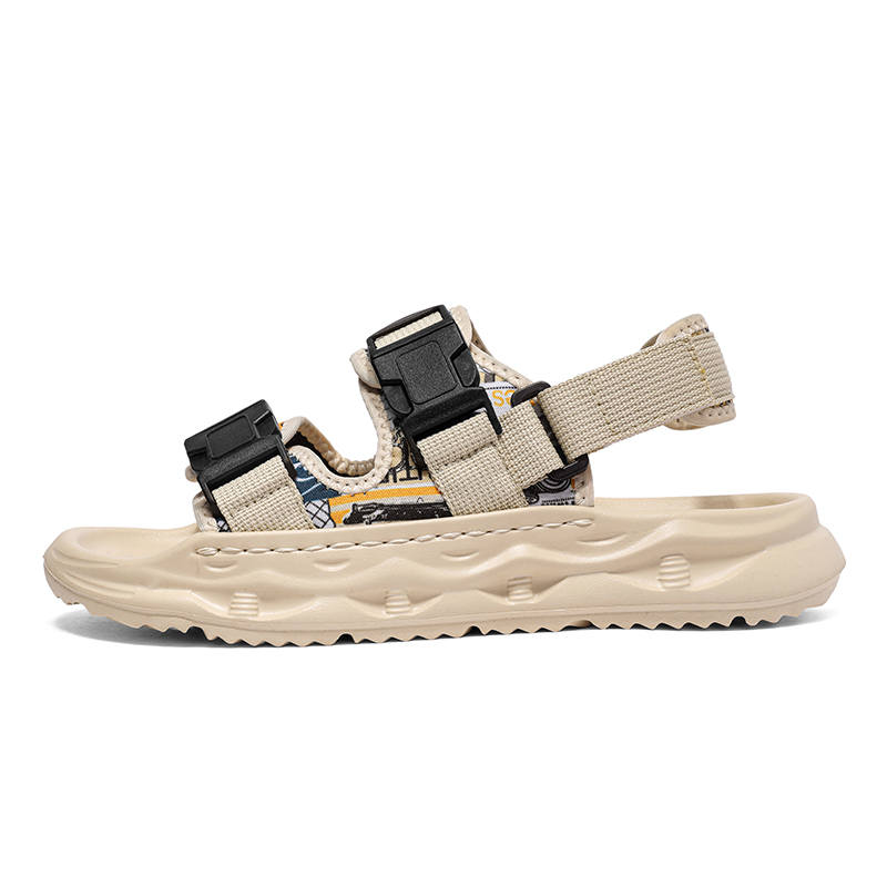 BAOZAOGONGYANG Beach Sandals Men's Beige/Black