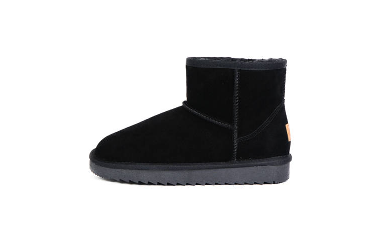ISTEP Cow Suede Abrasion Resistant Slip Resistant Abrasion Resistant Slip Resistant Crew Snow Boots Women's Black