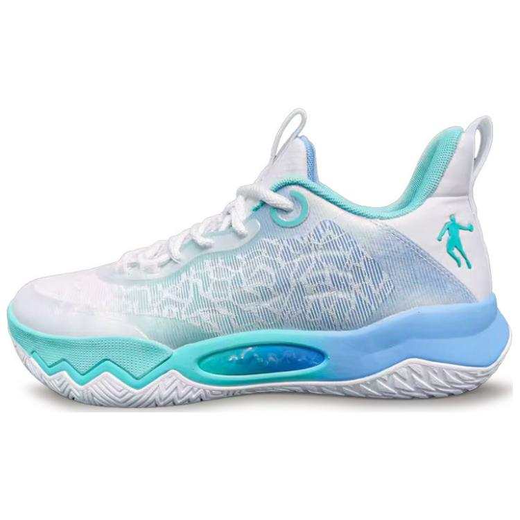 QIAODAN Wind Blade 4 TEAM Slip Resistant Slip Resistant Low top Basketball Shoes Men's Blue White