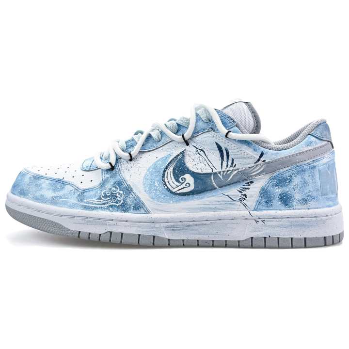 Nike Nike Big Cloud Crane Green Wave Abrasion Resistant Breathable Low top Skateboard Shoes Men's White Blue