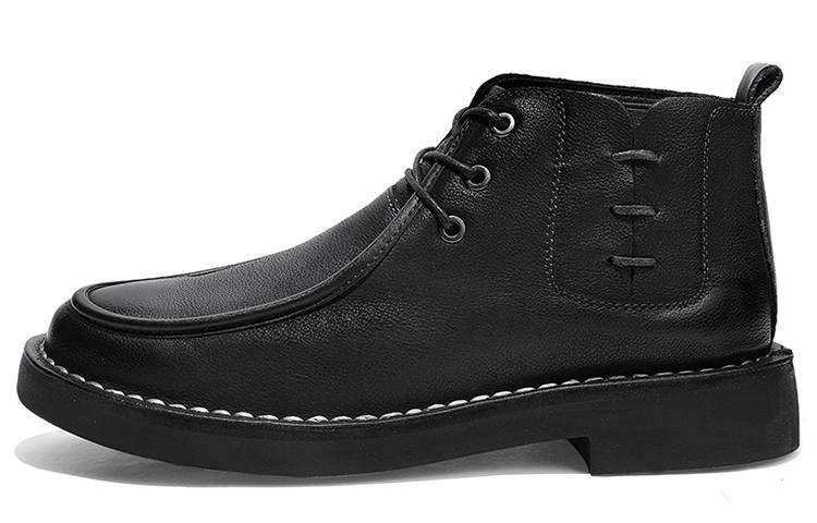 Jeep Top Grain Cow Leather Men's Casual Shoes Men's Black