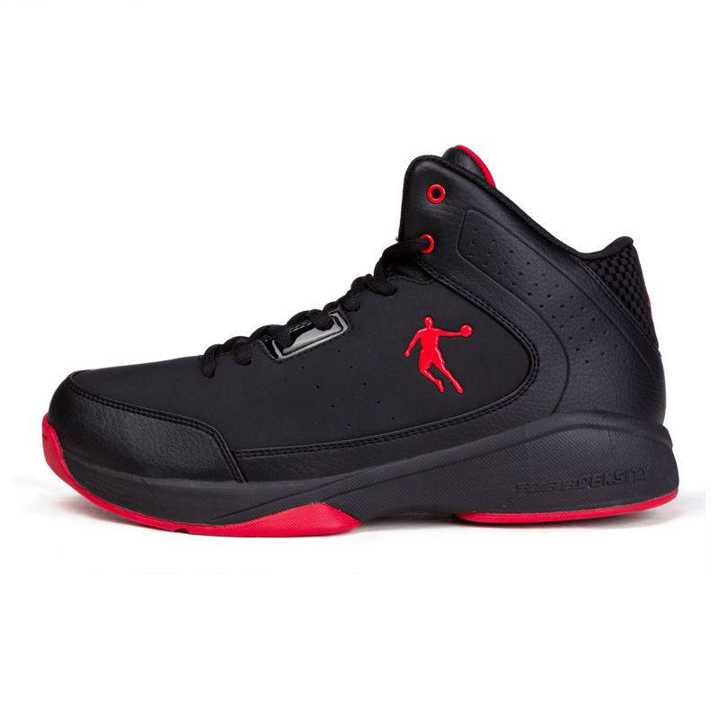 QIAODAN Cushioning Abrasion Resistant Breathable High top Plus Size Performance Basketball Shoes Men's Black Red