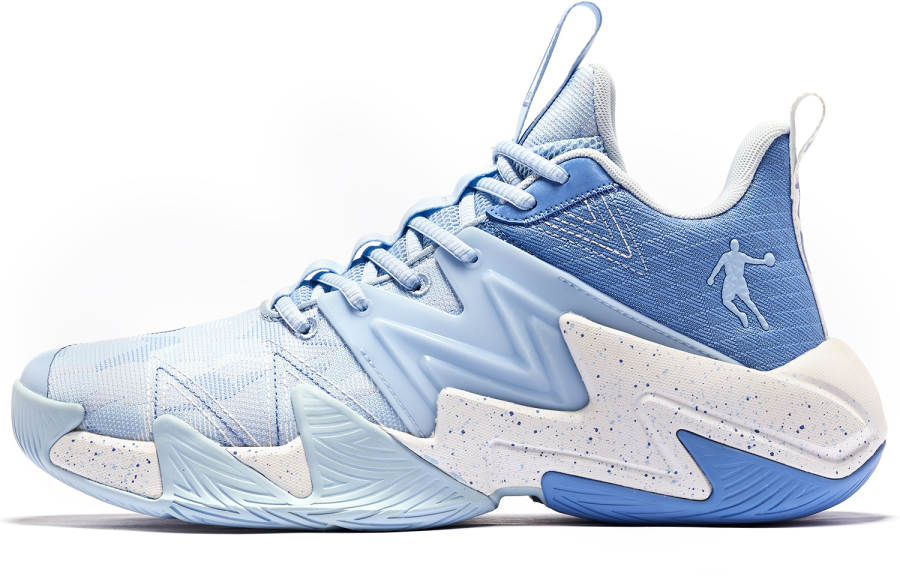 QIAODAN Iron Armor Slip Resistant Abrasion Resistant Mid top Basketball Shoes Men's Blue