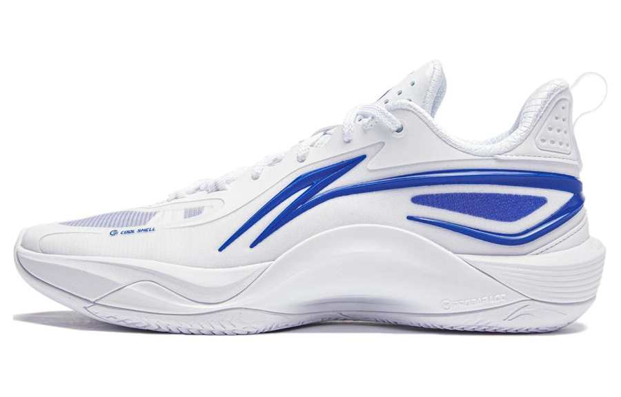 Li-Ning Li Ning Comfortable Cushioning Slip Resistant Abrasion Resistant Breathable Low top Basketball Shoes Men's White Blue