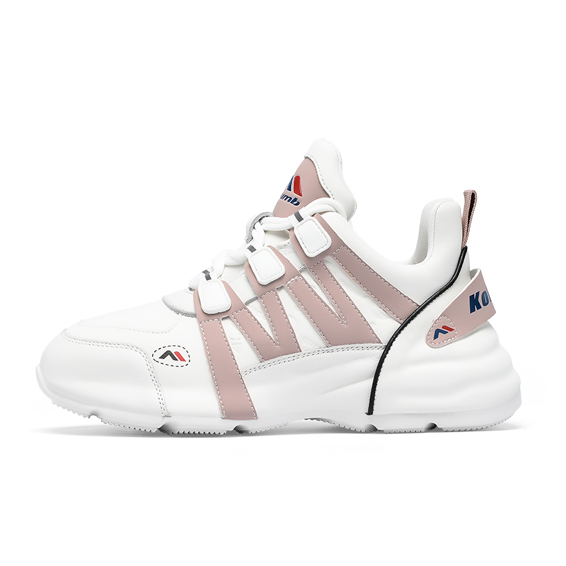 KOLUMB Cushioning Slip Resistant Height Increasing Low top Chunky Sneakers Women's White Pink
