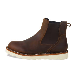 ROCKEY BAND Short Chelsea Boots Medium Heel Unisex Dark Brown