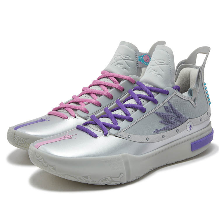 361° Joker 1 GT Cushioning Slip Resistant Abrasion Resistant Mid top Basketball Shoes Men's Pink Purple Mismatched