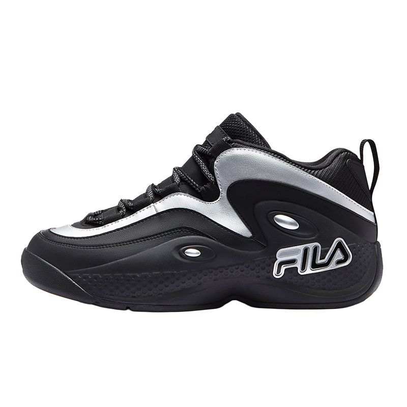FILA FUSION GH3 Abrasion Resistant Mid top Vintage Basketball Shoes Men's Black Silver