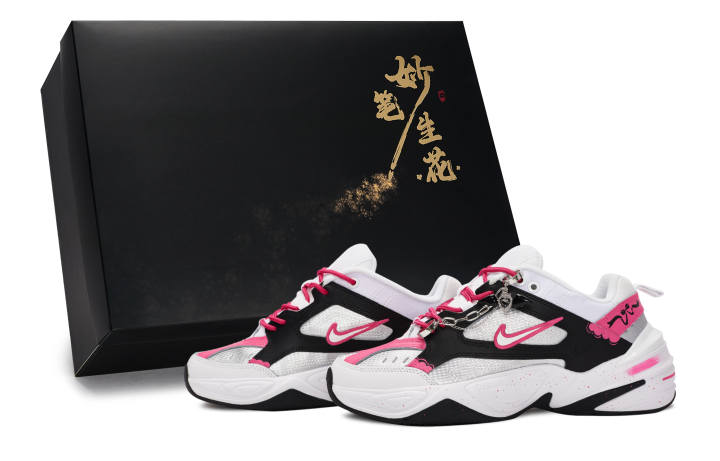 Nike Nike M2K Tekno Exquisite Bowknot, Cool And Stylish Abrasion Resistant Low top Chunky Sneakers Women's Black White Pink