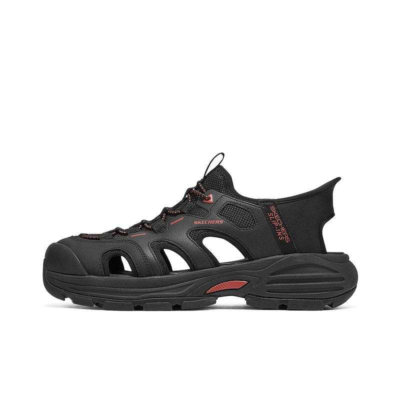 Skechers Textile, Synthetic Leather River Trekking Shoes Men's Black