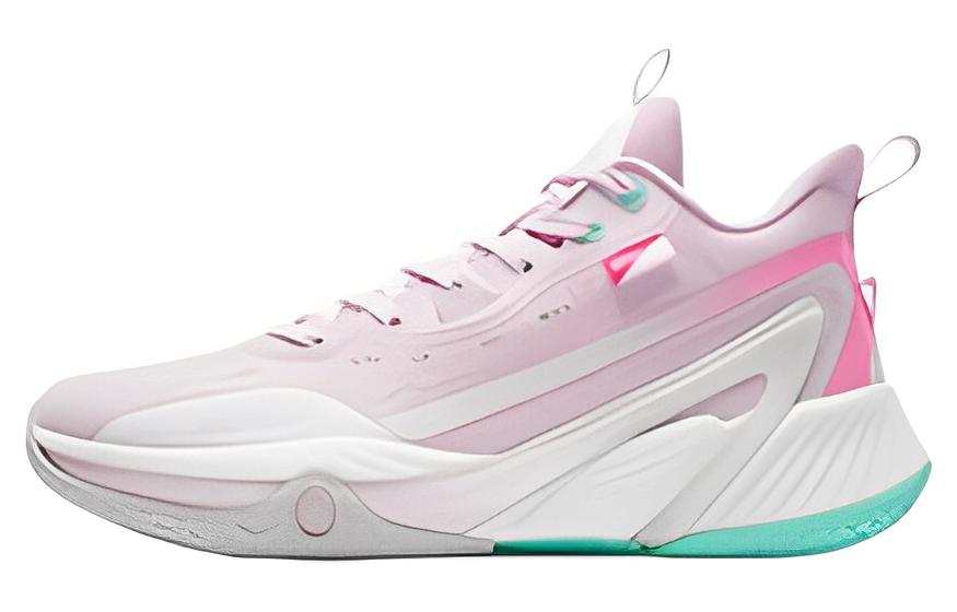 QIAODAN Abrasion Resistant Slip Resistant Mid top Basketball Shoes Men's Pink Green