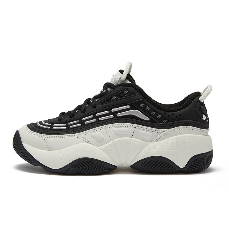 FILA FUSION Abrasion Resistant Low top Vintage Basketball Shoes Women's Black/Micro White
