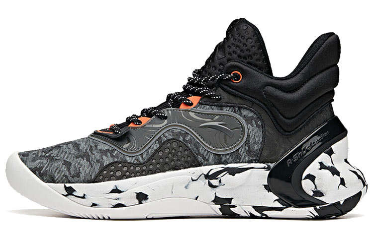 Anta The Dagger 4 Abrasion Resistant Breathable Mid Top Basketball Shoes Black Gray White