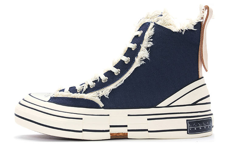 XVESSEL VESSEL Highs Navy Height Increasing High top Skateboard Shoes Unisex Blue White