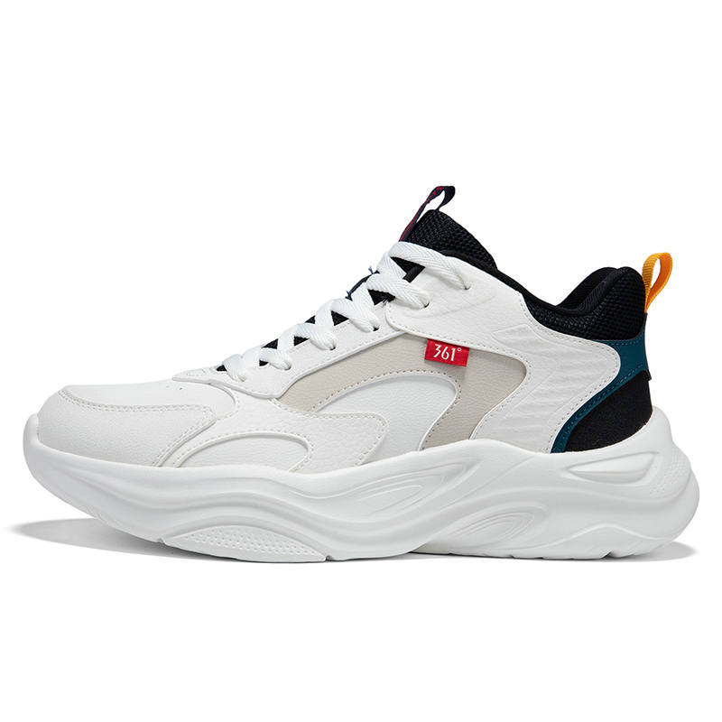 361° Leather Upper Waterproof Fleece Lined Mid Top Chunky Sneakers Men's Feather White Obsidian Black