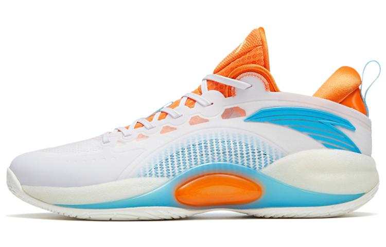 Anta Cement Bubbles 3 Fabric Slip Resistant Abrasion Resistant Low top Basketball Shoes Men's White Blue Orange