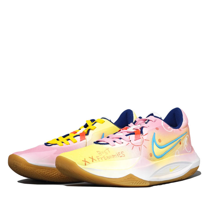 Nike Nike Precision 6 Yellow Pink Bubbles Cushioning Slip Resistant Low top Basketball Shoes Men's Pink