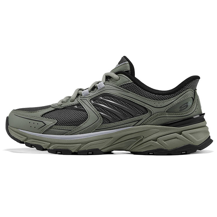 Skechers Silver Wing Shoes Lightweight Height Increasing Low top Chunky Sneakers Men's Olive Green