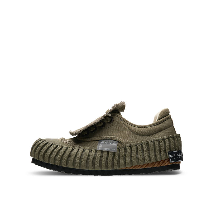 XVESSEL VESSEL Height Increasing Abrasion Resistant Low top Canvas Shoes Unisex Army Green