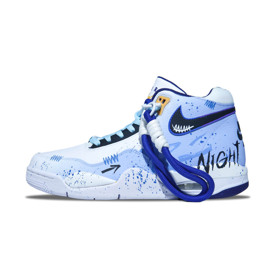 Nike Nike Flight Legacy Slip Resistant Abrasion Resistant Mid top Vintage Basketball Shoes Men's White Blue
