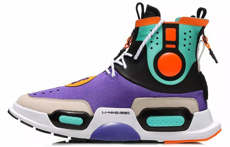 Li-Ning Li Ning Reburn Cushioning Slip Resistant High top Vintage Basketball Shoes Unisex Purple