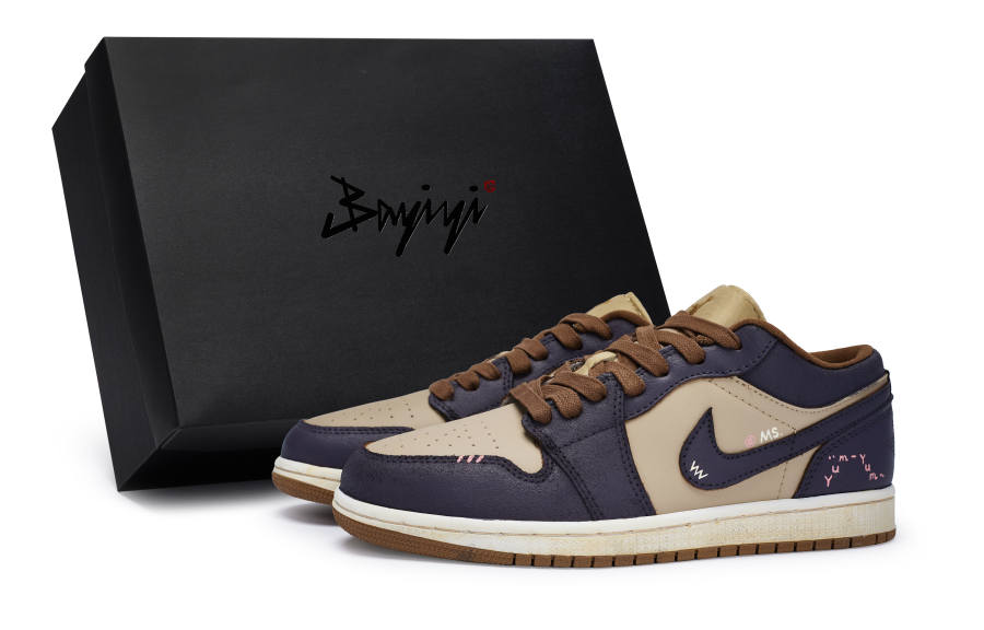 Jordan Jordan Air Jordan 1 811 Manufacturing, Purple Sweet Potato Caramel, Special Shoe Box Cushioning Slip Resistant