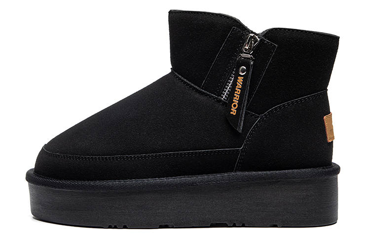 Warrior Thickened And Fleece Lined Insulated Shoes Thermal Abrasion Resistant Short Snow Boots Women's Black