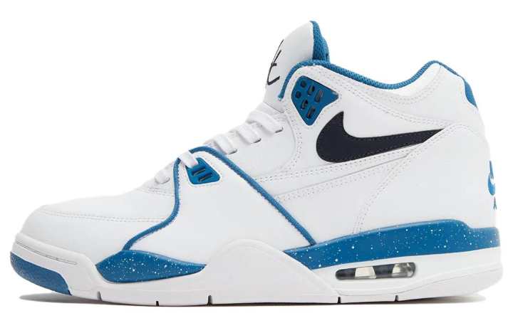 Nike Nike Air Flight 89 Comfortable Leather Slip Resistant High top Basketball Shoes Men's White Blue