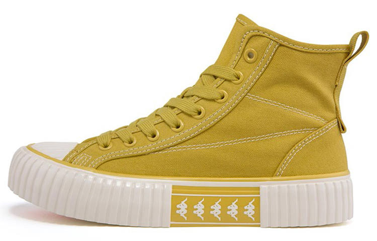 Kappa Abrasion Resistant Lightweight Wear resistant And Lightweight High top Canvas Shoes Unisex Yellow