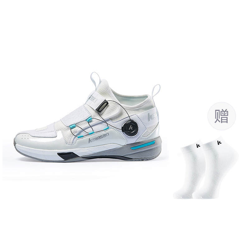 Kawasaki Crossover 2.0 Rubber Cushioning Abrasion Resistant Badminton Shoes Unisex Gray Cyan Blue