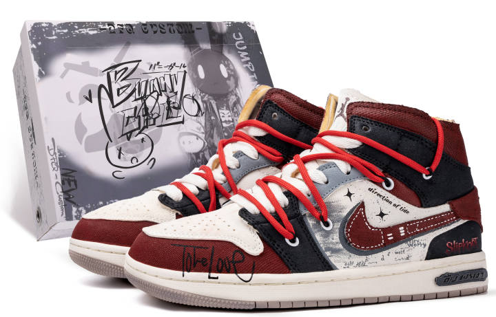 Jordan Jordan Air Jordan 1 Da Vinci Custom, Box, Adjustable Knot Cushioning Slip Resistant Cushioning Slip Resistant Mid top