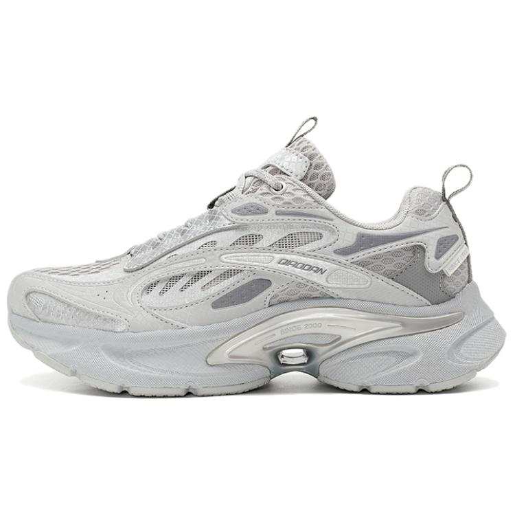 QIAODAN Quality Drying Abrasion Resistant Height Increasing Low top Chunky Sneakers Women's Gray Silver